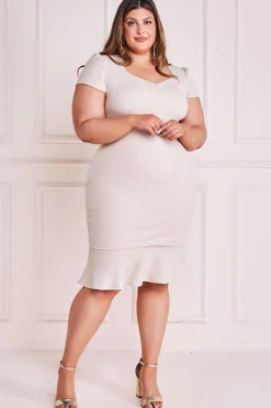 Women * Plus Fitted Short Sleeve Midi Glitter Midi With Hem