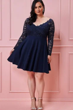 Women * Plus Off The Shoulder Lace Skater Dress