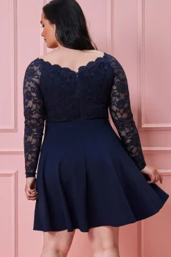 Women * Plus Off The Shoulder Lace Skater Dress