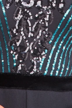 Women * Plus Sequin & Mesh Jumpsuit - Emerald