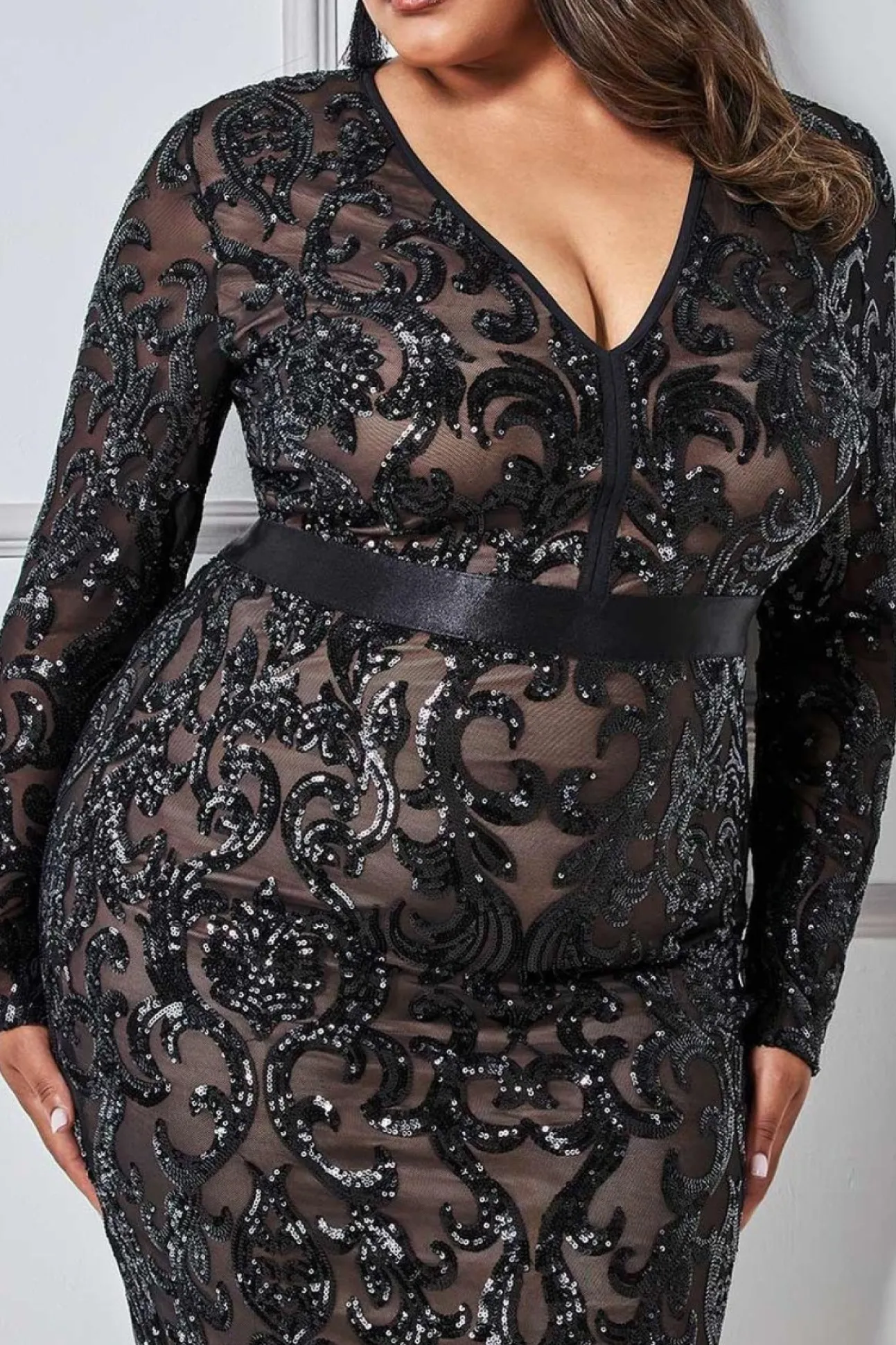 Women * Plus Sequin & Mesh Midi Dress