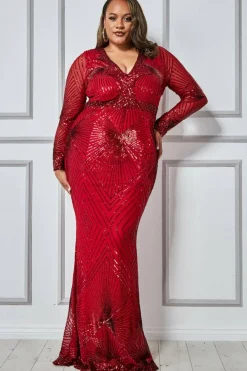 Women * Plus Starburst Sequin Maxi Dress