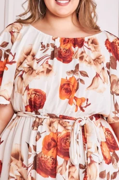 Women * Plus Wrap Back Flutter Sleeve Midi Dress