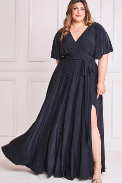 Women * Plus Wrap Front Maxi With Flutter Sleeves