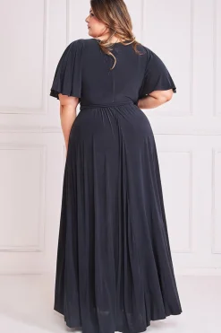 Women * Plus Wrap Front Maxi With Flutter Sleeves