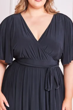Women * Plus Wrap Front Maxi With Flutter Sleeves