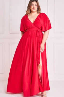 Women * Plus Wrap Front Maxi With Flutter Sleeves