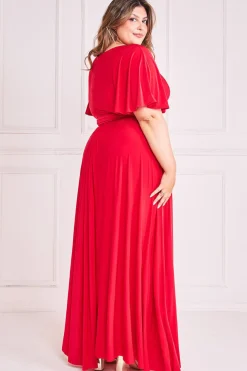 Women * Plus Wrap Front Maxi With Flutter Sleeves