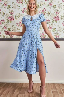 Women * Printed Midi With Front Split - Powder Blue
