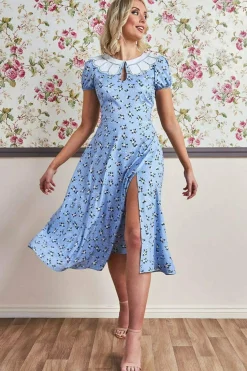 Women * Printed Midi With Front Split - Powder Blue