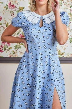 Women * Printed Midi With Front Split - Powder Blue