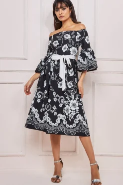 Women * Printed Off The Shoulder Midi Dress