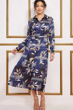 Women * Printed Tiered Shirt Midi Dress