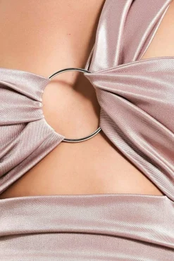 Women * Ring Detail One Shoulder Ruched Midi