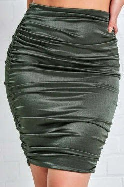 Women * Ruched Satin Mini Skirt