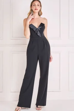 Women * Satin Collar Scuba Jumpsuit