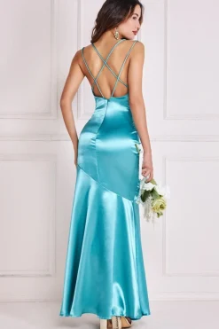 Women * Satin Cowl Neck With Strappy Back Maxi
