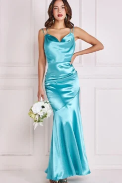 Women * Satin Cowl Neck With Strappy Back Maxi