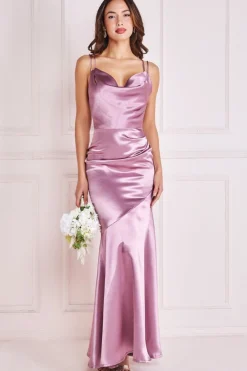 Women * Satin Cowl Neck With Strappy Back Maxi