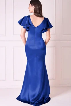Women * Satin Flutter Sleeve Mermaid Maxi