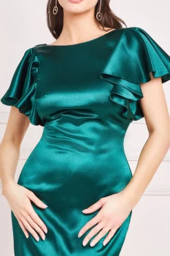 Women * Satin Flutter Sleeve Mermaid Maxi