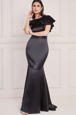 Women * Satin Flutter Sleeve Mermaid Maxi