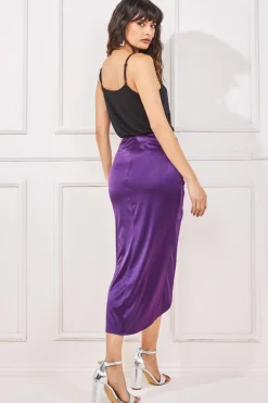 Women * Satin Knotted Midi Skirt