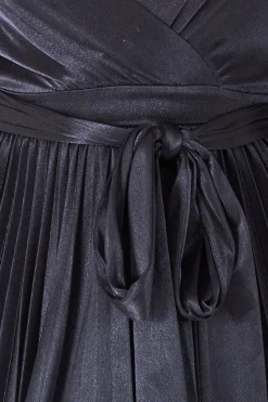 Women * Satin Pleated Skirt Wrap Midi Dress