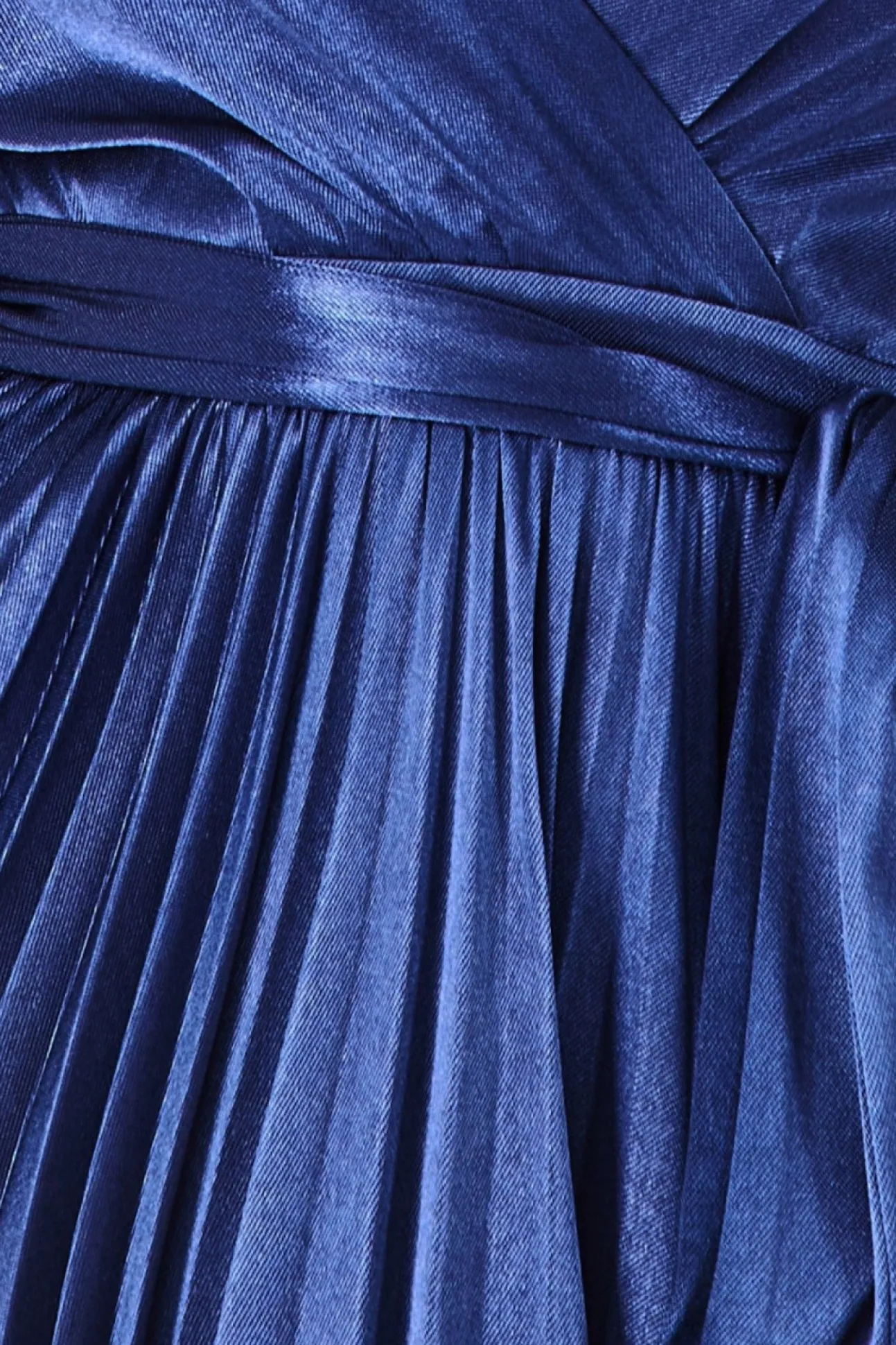 Women * Satin Pleated Skirt Wrap Midi Dress