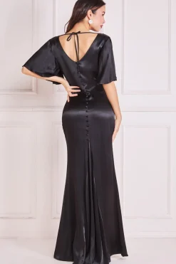 Women * Satin Viscose Cowl Neck Maxi With Train