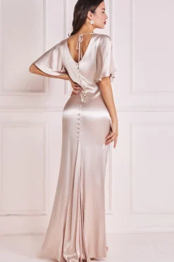 Women * Satin Viscose Cowl Neck Maxi With Train