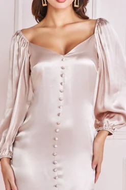 Women * Satin Viscose Front Buttoned Dipped Hem