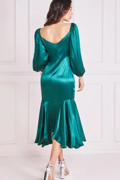 Women * Satin Viscose Front Buttoned Dipped Hem