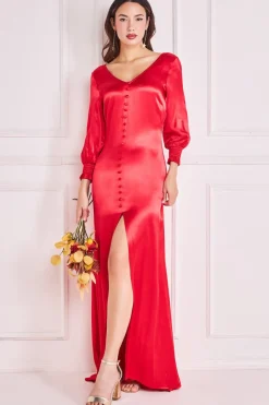 Women * Satin Viscose Front Split Maxi