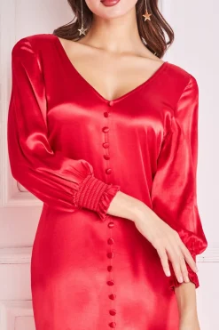 Women * Satin Viscose Front Split Maxi