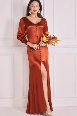 Women * Satin Viscose Front Split Maxi