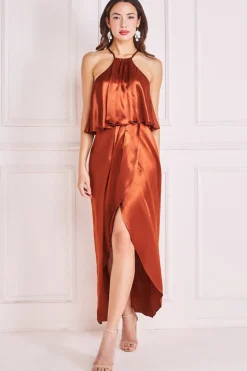 Women * Satin Viscose Front Wrap Midi