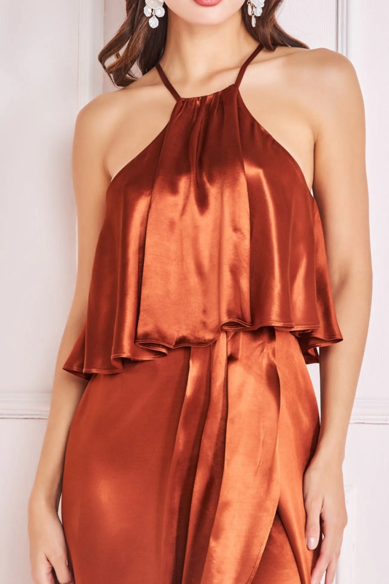 Women * Satin Viscose Front Wrap Midi