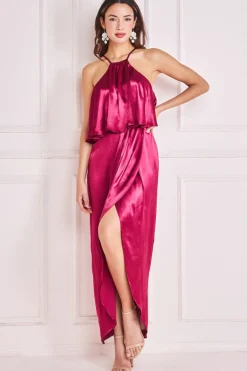 Women * Satin Viscose Front Wrap Midi