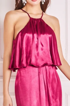 Women * Satin Viscose Front Wrap Midi