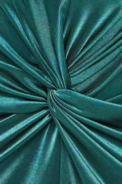 Women * Satin Wrap Knotted Midi Dress Green