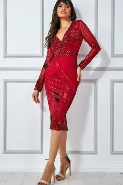 Women * Scalloped Hem Starburst Midi Dress