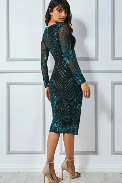 Women * Scalloped Hem Starburst Midi Dress