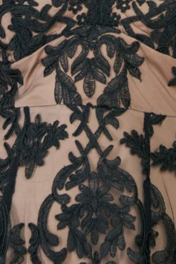 Women * Scalloped Lace Dipped Hem Midi Dress