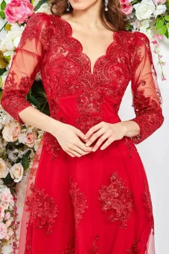 Women * Scalloped Lace High Low Midi Dress