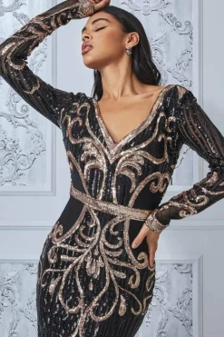 Women * Sequin & Mesh Embroidered Maxi