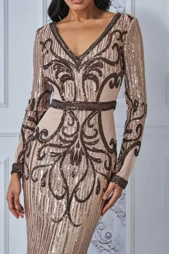 Women * Sequin & Mesh Embroidered Midi