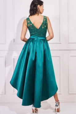 Women * Sequin & Satin Dipped Hem Midi Dress