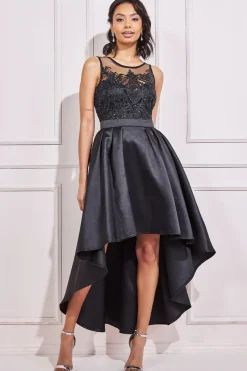 Women * Sequin & Satin Dipped Hem Midi Dress