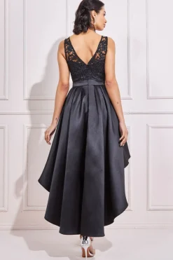 Women * Sequin & Satin Dipped Hem Midi Dress
